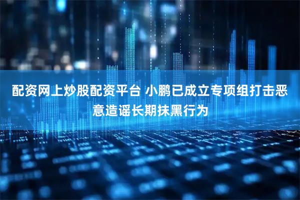 配资网上炒股配资平台 小鹏已成立专项组打击恶意造谣长期抹黑行为